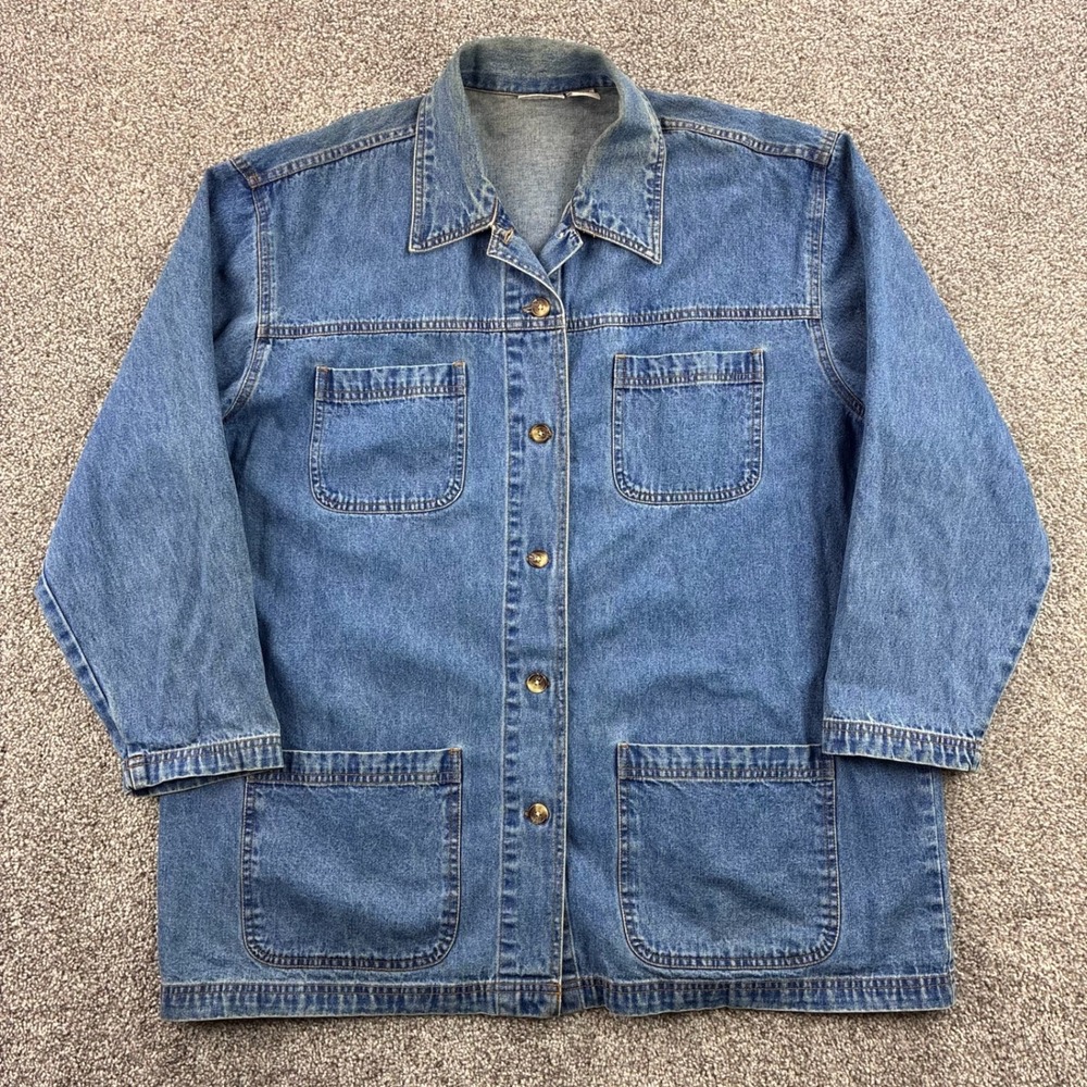 Vintage Cabin Creek Denim Chore Jacket Women's XL Blue Cotton Field Barn Coat